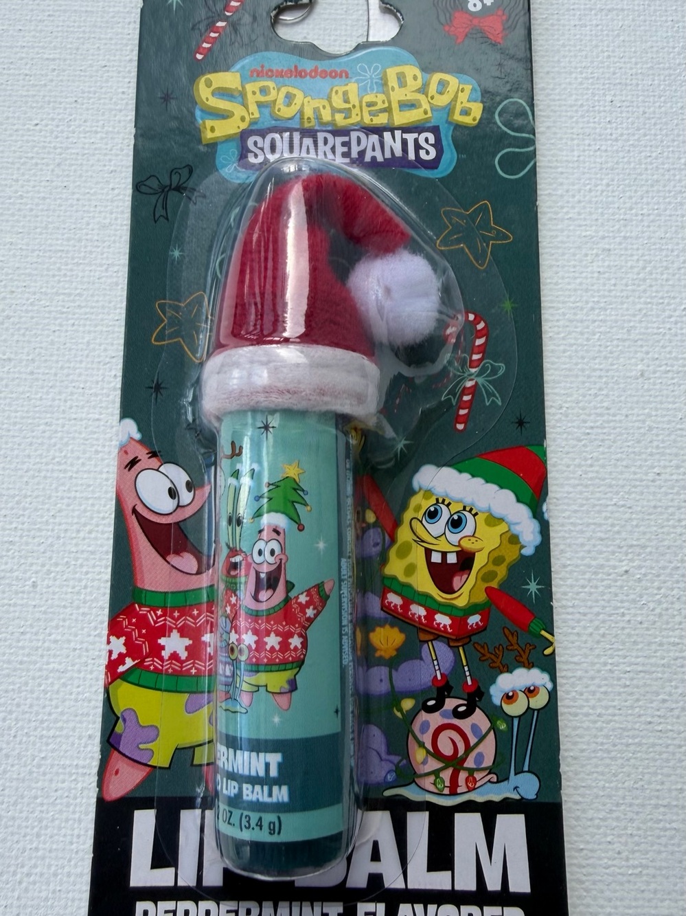 SpongeBob SquarePants Holiday Lip Balm with Red/White Santa Hat